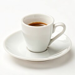 Obraz premium White coffee cup on saucer with dark coffee inside.