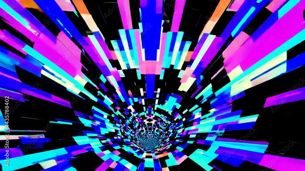 Poster colorful spiral tunnel with dynamic light patterns and abstract vibrant effects