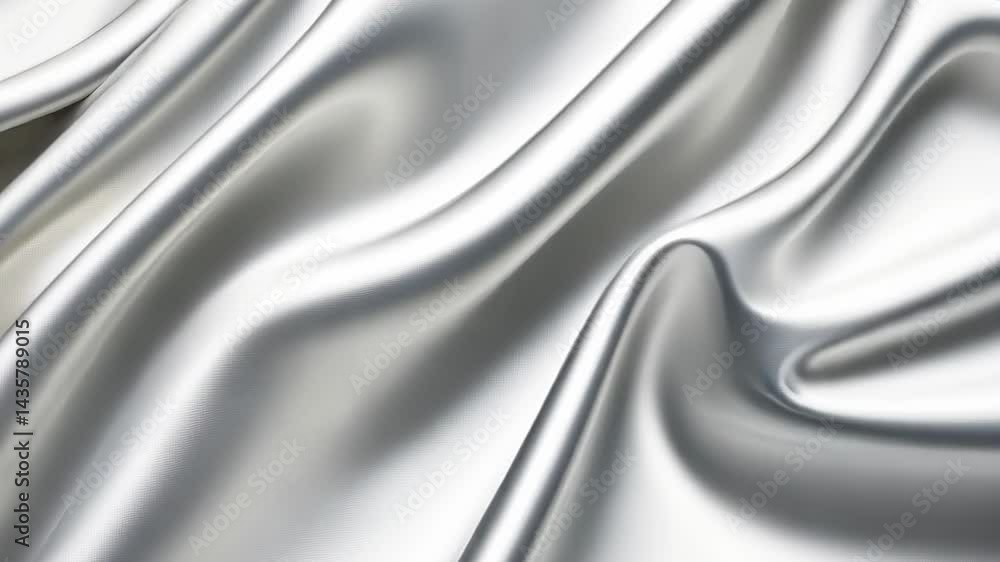 Aufkleber luxurious silver fabric cascading elegantly across a surface, capturing light and texture in a soft 