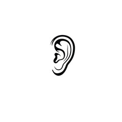 Ear silhouette on white background