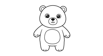 cute bear Outlined colouring page black and white for kids with white background