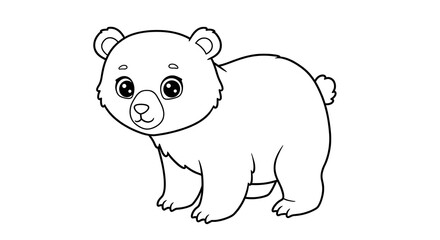 Fototapeta premium cute bear Outlined colouring page black and white for kids with white background