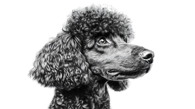 Professional Black and White Portrait of American Water Spaniel Dog