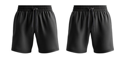 Blank Black Sport Shorts Mockup 3D Render Front and Back View