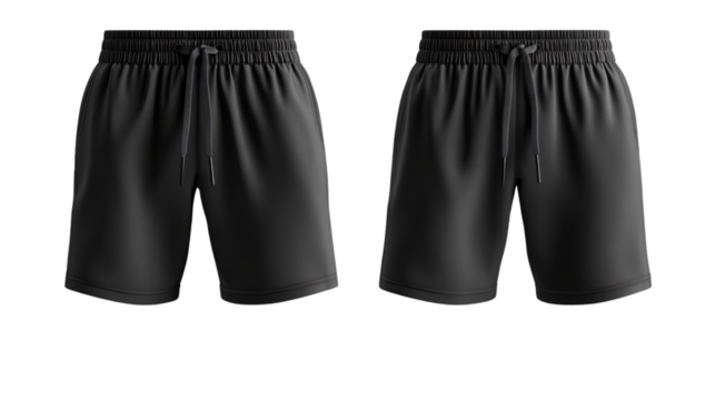 Blank Black Sport Shorts Mockup 3D Render Front and Back View