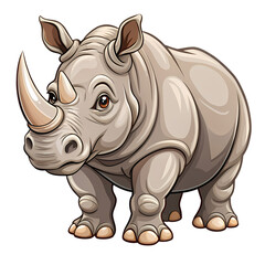 Fototapeta premium White Rhinoceros Illustration Cartoon Rhino Image on transparent background