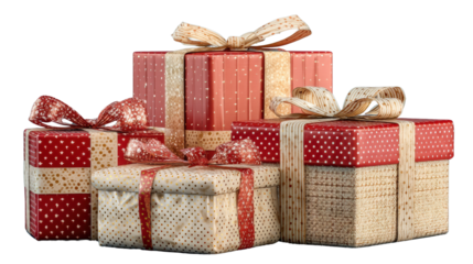 Beautifully wrapped gift boxes with ribbons.