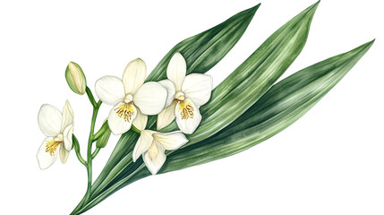 Obraz premium Botanical Orchid Flower Illustration on White Background for Design Projects