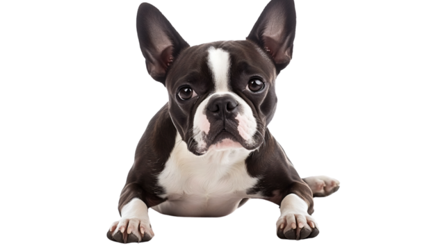 Professional Boston Terrier on White Isolated Background