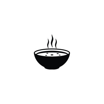 recommend clip art: Hot soup bowl silhouette on white background