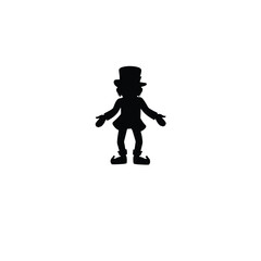 Leprechaun with hat silhouette on white background
