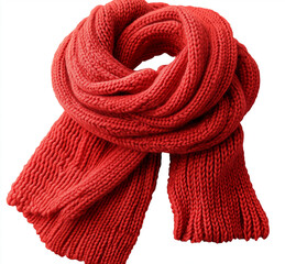 Red Knitted Scarf PNG Cutout Isolated on Transparent or White Background