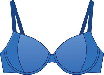 Blue Bra (Brassiere) Flat Vector Illustration | Minimal Logo Icon | Lingerie Clipart Design | Isolated on White Background