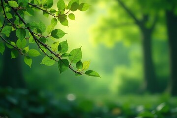 Obraz premium Subtle nature scene, leaves and branches form continuous loop , pattern, tileable, fabric
