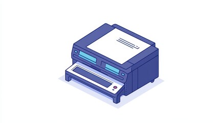 Cyan Printer Technology Office Equipment Illustration - Modern Design Vector Graphic