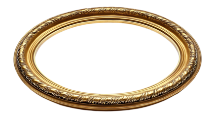 antique round oval gold picture mirror frame isolated on white or white background