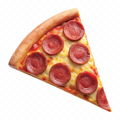 realistic cheesy pepperoni pizza isolated on white background