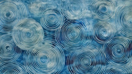 Tranquil Ocean Bubbles and Ripple Rings Seamless Pattern with Blue Hues for Relaxing Designs