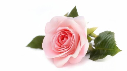 Naklejka premium Beautiful Pink Rose Flower Isolated on White Background, Fresh Romantic Blossom, Nature Love Symbol