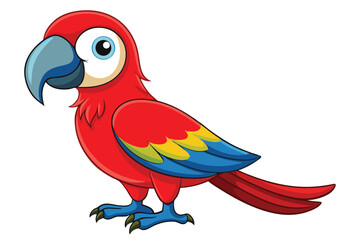 Colorful Red Macaw bird on white background.