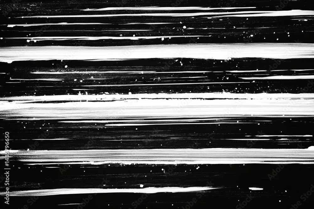Poster abstract black and white horizontal stripes. a dynamic blend of light and dark streaks creating a vi
