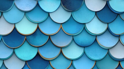 Serene Underwater Harmony - Seamless Fish Scale Pattern in Pastel Blues