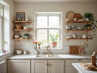 Bright Kitchen with Open Shelves