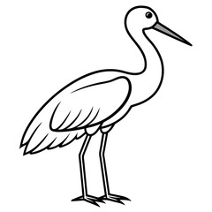 Graceful Stork Line Drawing