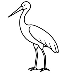 Graceful Stork Line Drawing
