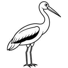 Graceful Stork Line Drawing