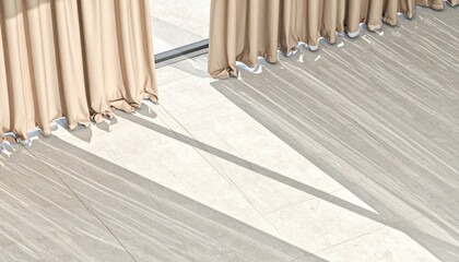 Elegant drapery installation showcasing natural light modern living space interiors minimalist design wide angle aesthetic appeal