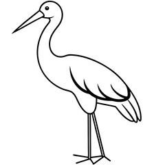 Graceful Stork Line Drawing