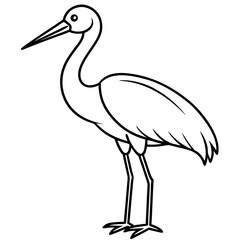 Graceful Stork Line Drawing