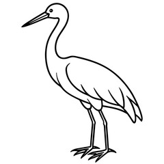 Graceful Stork Line Drawing