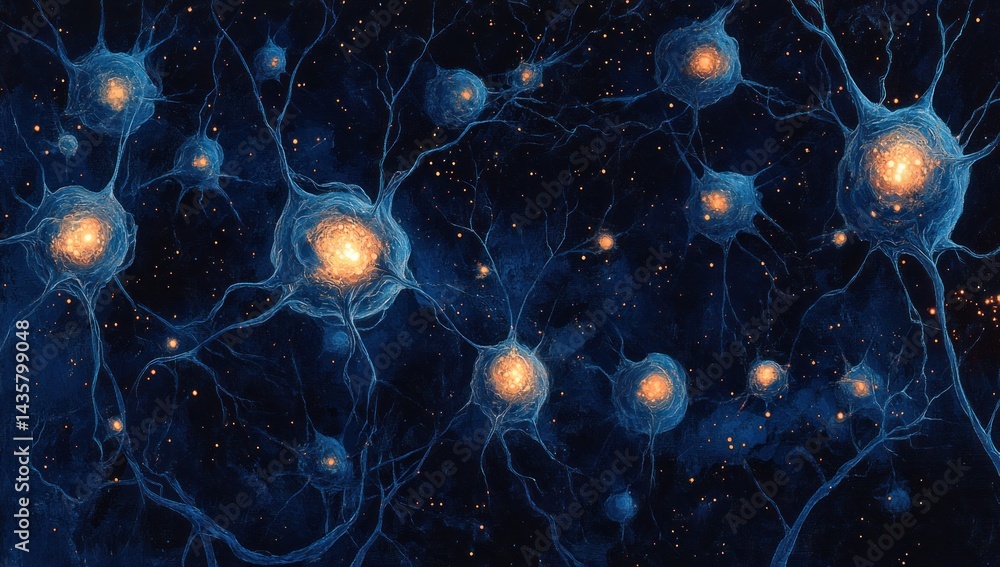 Poster complex neural network in a deep space simulation.
