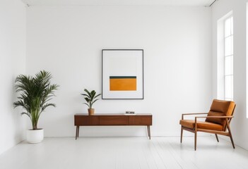 The white room had a chair and a table