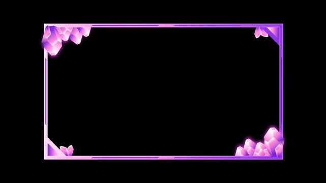 Beautiful gem magic webcam overlay for streaming border with transparent background. Animation Border gaming