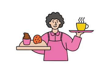 Vector Logo Design Template with Cartoon Coffee Cup Mascot - Branding, Advertising, Poster, Banner, Sticker Graphics