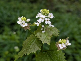 Flowers of Garlic Mustard (Alliaria petiolata)