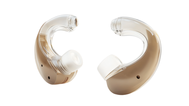 Professional Hearing Aids for Enhanced Hearing Performance on White Background