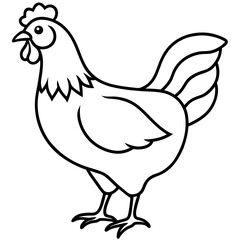 Minimal Chicken Outline Artwork