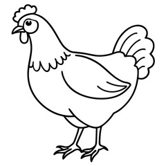 Minimal Chicken Outline Artwork