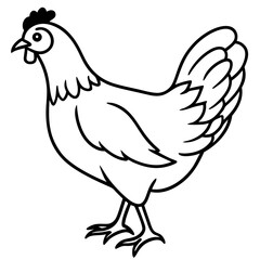 Minimal Chicken Outline Artwork
