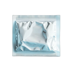 White condom with blue packaging and pink branding isolated on transparent background.