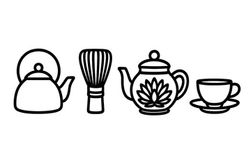 Symbols of various beverage brewing customs and practices