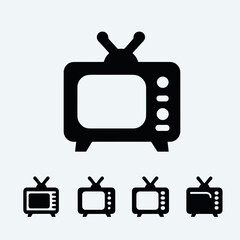 Naklejka premium very simple flat and single minimalist D TV Silhouettes in black on a white background 