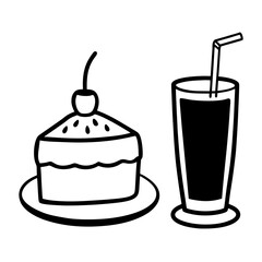drink and cake vector illustration isolated on white