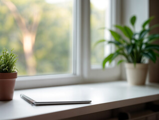 Home Office with Potted Plants