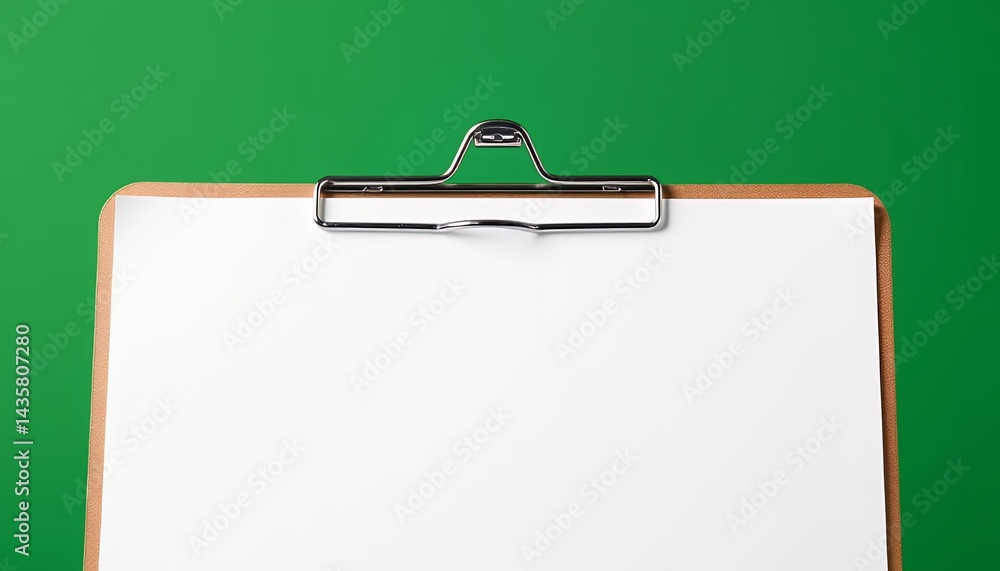 Poster blank white clipboard isolated on green screen background ideal for advertisements presentations and