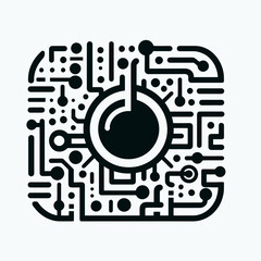 Obraz premium very simple flat and single minimalist Thermostat Silhouettes in black on a white background 